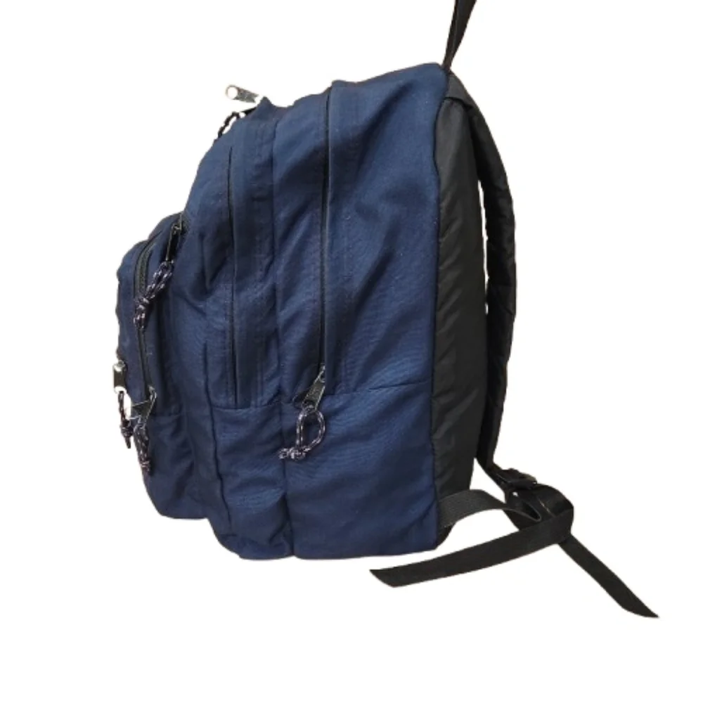 90s Vintage Jansport Navy Blue Classic Backpack | Made in USA | Triple Zip